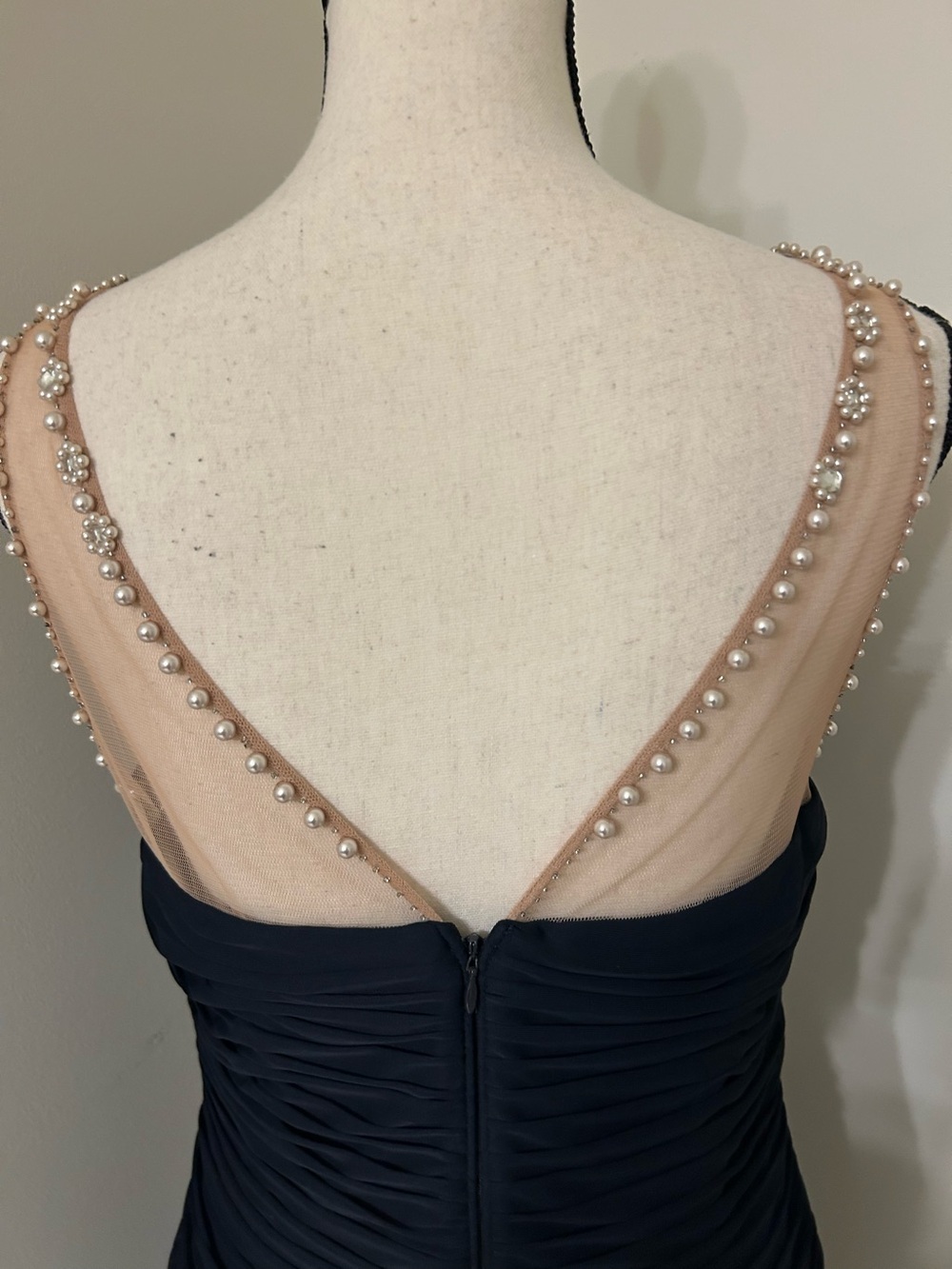 Cache Y2K Black Embellished Illusion Midi Cocktail Evening Dress SZ 10 - Picture 5 of 8
